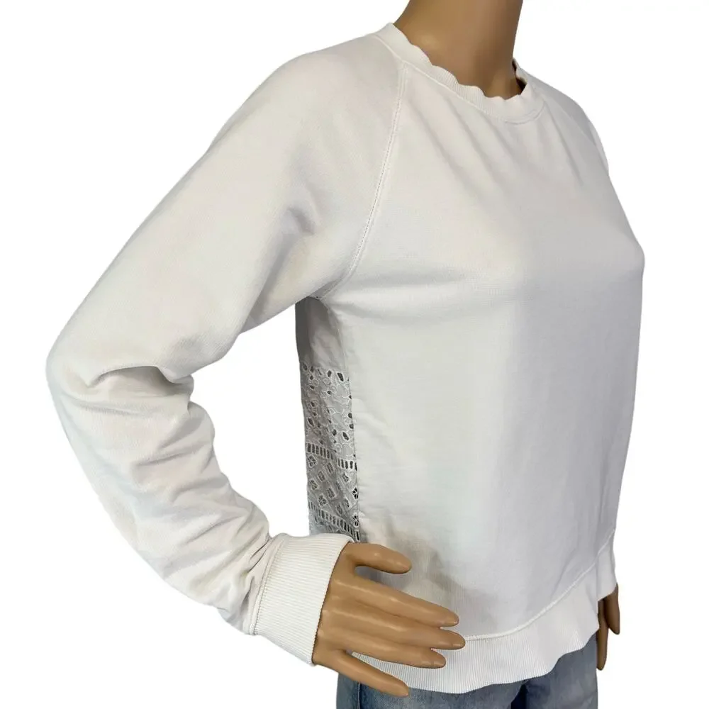 J. Crew Eyelet Back Sweatshirt White J3917 Size XS
